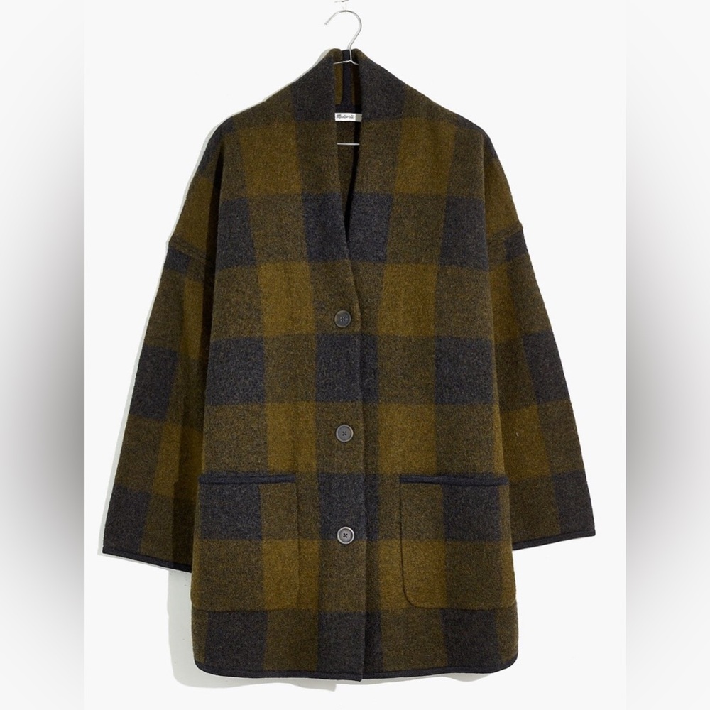 Madewell Buffalo Check sweater coat NWT